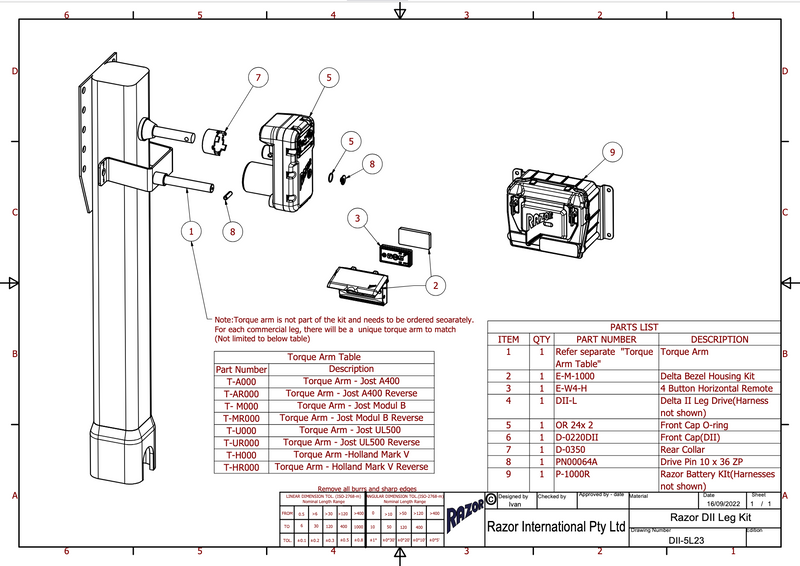 RAZOR DII LANDING LEG SYSTEM - DII-5L23