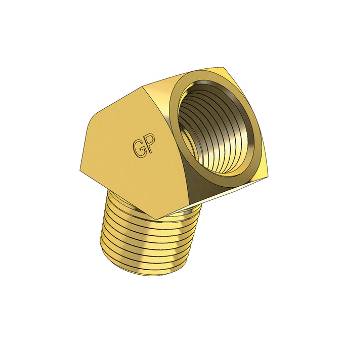 BRASS MALE/FEMALE 45 DEGREE ELBOW - NPT THREAD